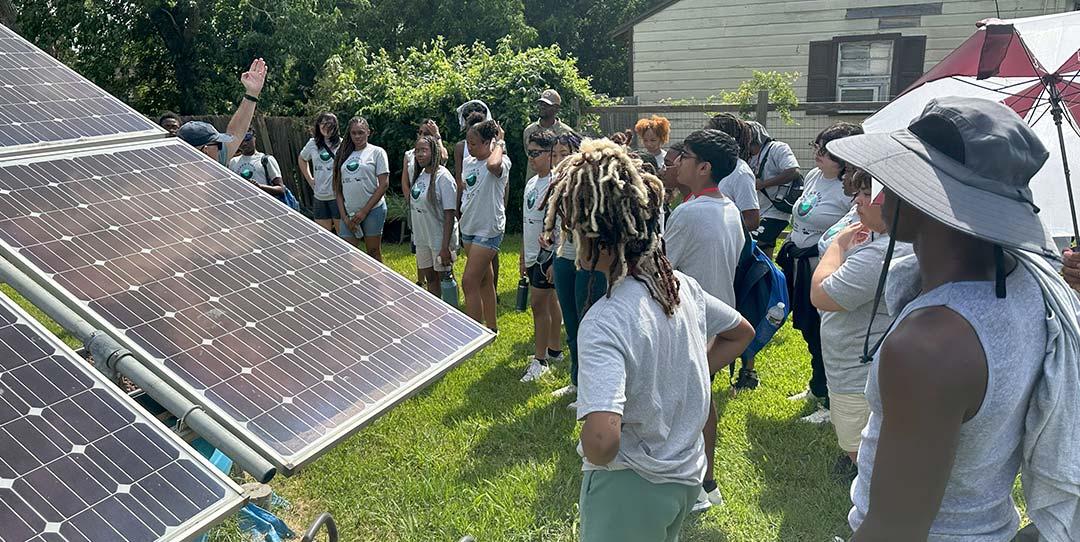 Students taking part in Earth Tomorrow Houston learn about solar